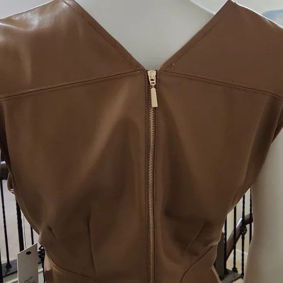 HOST PICK😍 Calvin klein faux leather dress NWT (Necklace NOT included). - Picture 8 of 10